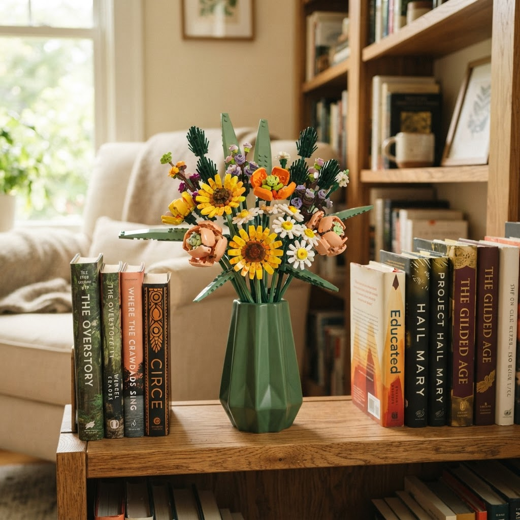 LEGO Golden Bouquet Shelf Set brick flower set
